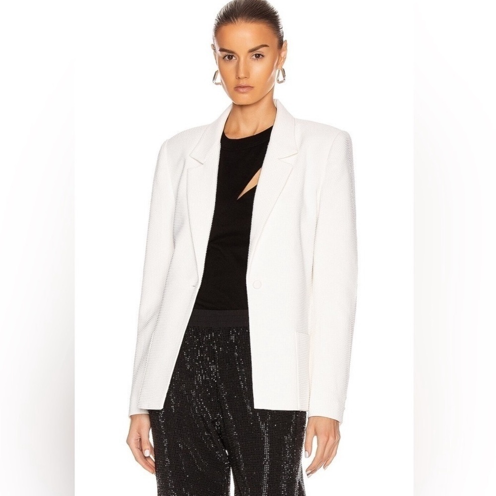 NWT RTA Denim Sasha Studded Blazer in White Stone Sz S